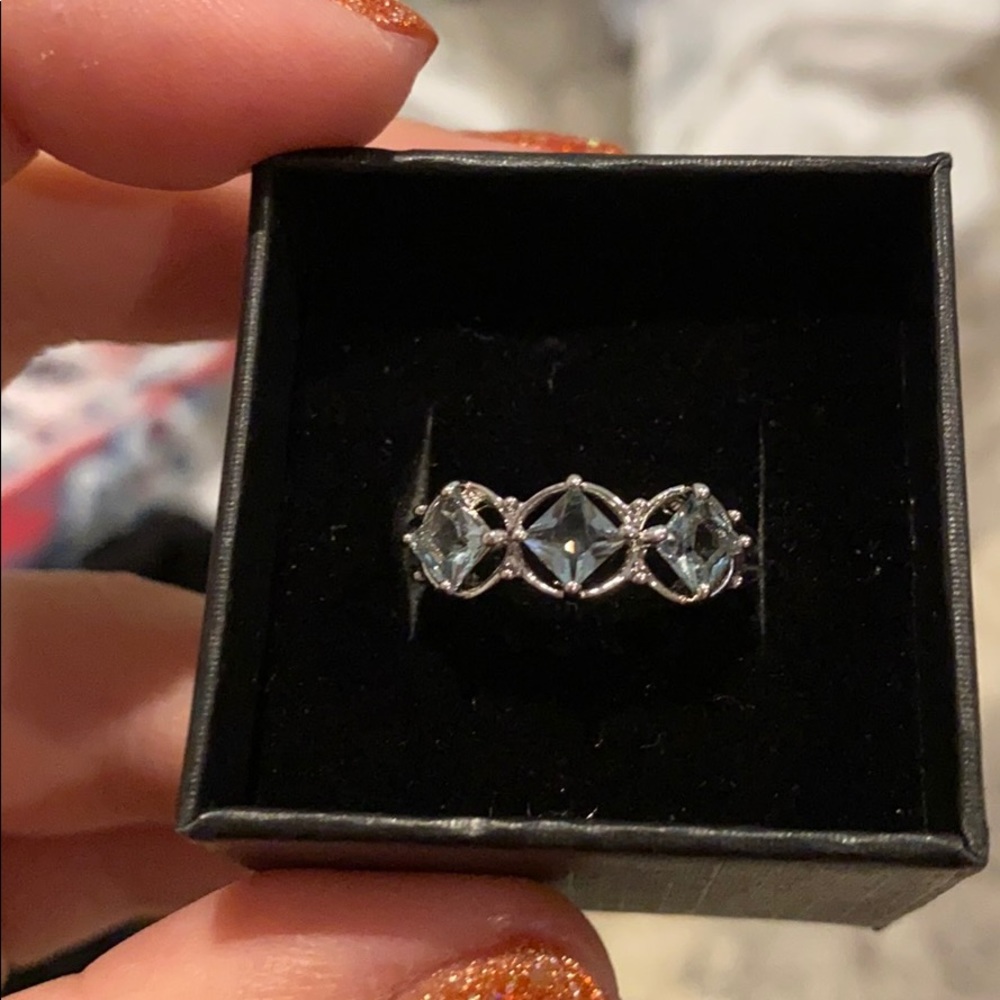 Smokey blue topaz ring size 7